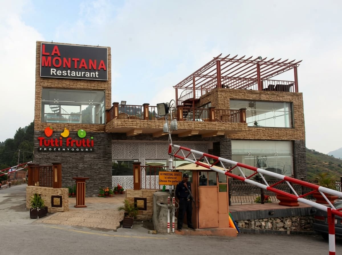 La Montana Restaurant in Islamabad, with the steel rooftop shed and railings made by PAK METALCRAFT